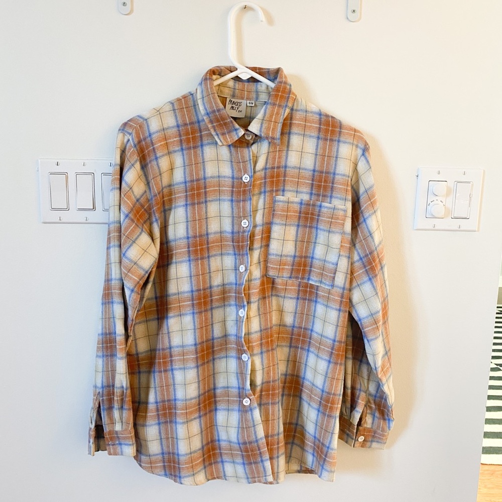 Orange and blue flannel -princess Polly